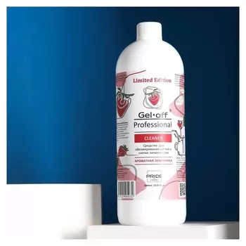 Средство для обезжиривания ногтей и снятия липкого слоя Gel-off Cleaner "Ароматная земляника", 1000 мл