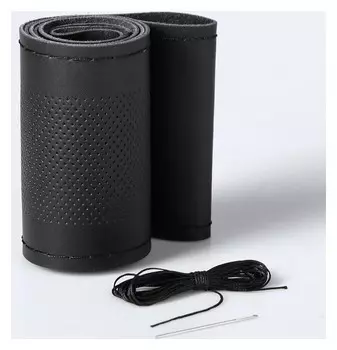 Сшивной чехол Cartage на руль 38 см, натуральная кожа, антискользящая, черный