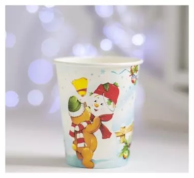 Стакан бумажный «Лепим снеговика», набор 6 шт.