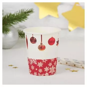 Стакан бумажный «Новогодние украшения», набор 6 шт.