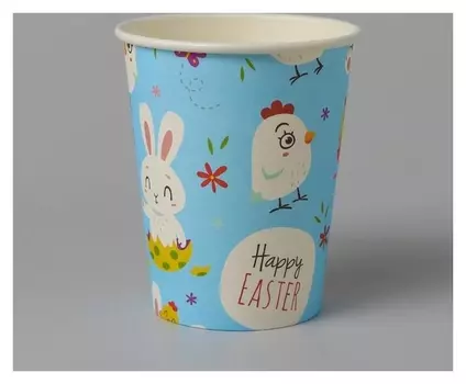 Стакан бумажный «Счастливой пасхи», набор 6 шт., цвет голубой
