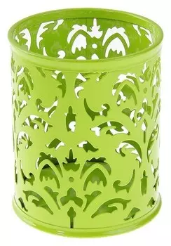 Стакан для ручек, круглый, «Узор», зелёный
