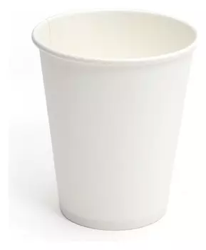 Стакан одноразовый бум 1-сл. D-80мм 200/250мл белый комус 8OZ 50шт/уп