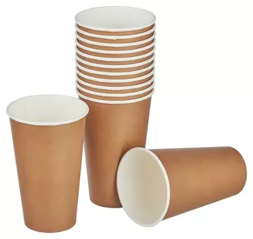 Стакан одноразовый бум 1-сл. D-90мм 400мл крафт 50шт/уп (Sp16s)