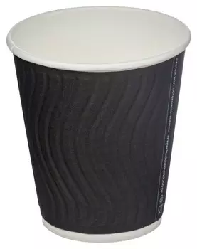 Стакан одноразовый бум двухслойный D-80мм 200мл черный(Волна) 37шт/упndw9
