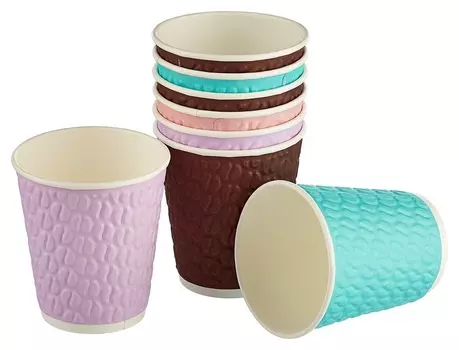 Стакан одноразовый бум двухслойный D-80мм 200мл кофейные зерна 37шт/уп Ndw9