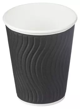 Стакан одноразовый бум двухслойный D-90мм 300мл черный(Волна) 40шт/упndw12