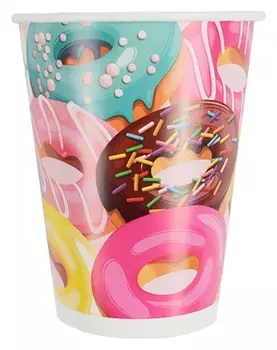 Стакан одноразовый бумажный 200мл пончики 6шт/уп арт.6058302