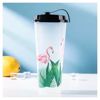 Стакан с крышкой «Фламинго», 9×20 см