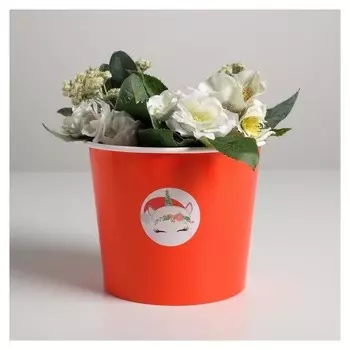 Стаканчик для цветов «Единорожек», 13,5 х 16 см