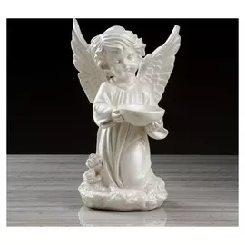 Статуэтка "Ангел с чашей", перламутровый, 33 см
