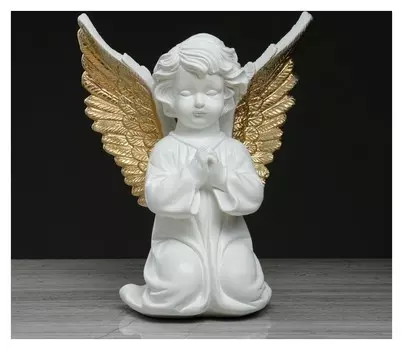 Статуэтка "Ангел с крыльями", бело-золотой, 35 см