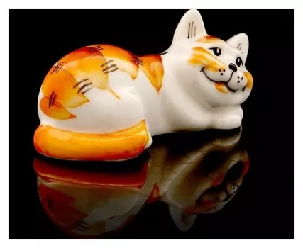 Статуэтка фарфоровая «Котя муся», рыжая, 9см