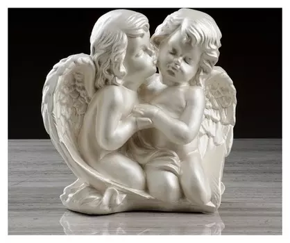 Статуэтка "Пара ангелов" перламутровый, 27см