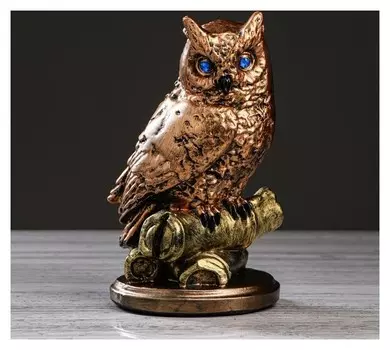 Статуэтка "Сова на ветке" бронза, цветная, 23 см