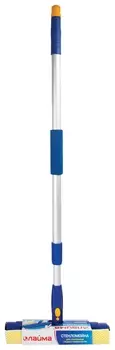 Стекломойка ЛАЙМА вращающаяся, телескопическая ручка, рабочая часть 25 см (стяжка, губка, ручка), для дома и офиса