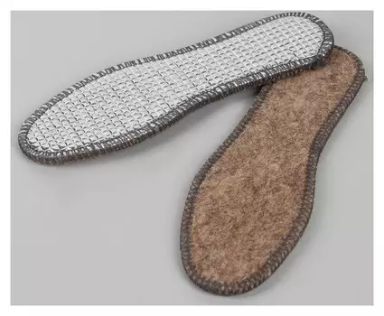 Стельки для обуви, двухслойные, фольгированные, окантовка, 37 р-р, пара, цвет серый