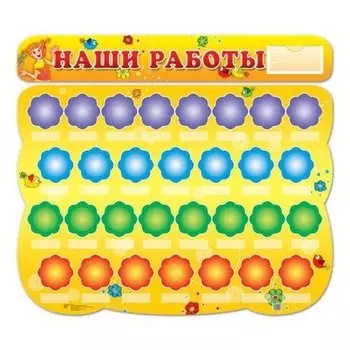 Стенд наши работы (С пластиковым карманом и 30 пластиковых полочек для детских работ)