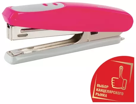 Степлер №10 Brauberg "Germanium", до 12 листов, с антистеплером, розовый, гарантия 5 лет, 226567