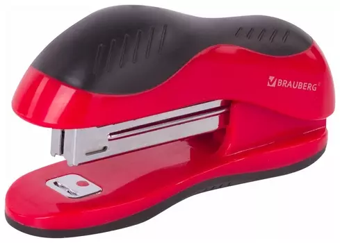 Степлер №10 Brauberg "Jet", до 15 листов, эргономичный, красно-черный, 229686