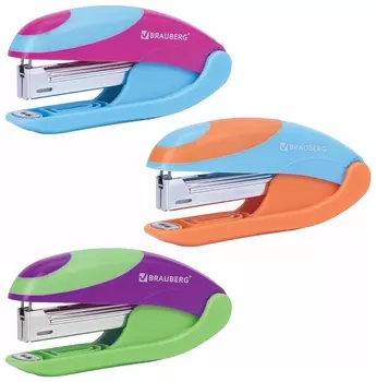 Степлер №10 Brauberg "Mix", до 15 листов, с резиновыми вставками, 229076