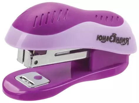 Степлер №10 мини юнландия, до 15 листов, с антистеплером, эргономичный, фиолетовый, 228492