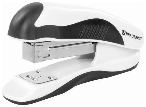 Степлер №24/6, 26/6 Brauberg "JET Pro", до 25 листов, эргономичный, бело-черный, 228585
