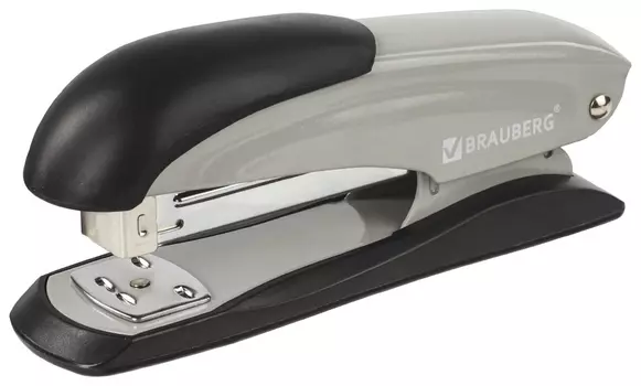 Степлер №24/6, 26/6 металлический Brauberg "Office Expert", до 25 листов, серый, 228596