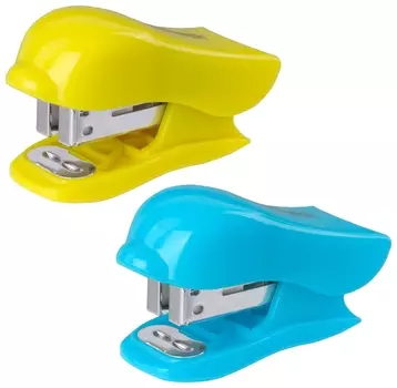 Степлер №24/6, 26/6 мини юнландия "Дельфин", до 20 листов + скобы 24/6 1000 шт., блистер, 228597