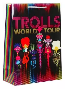 Стильный подарочный пакет Тролли 220х310х100 мм