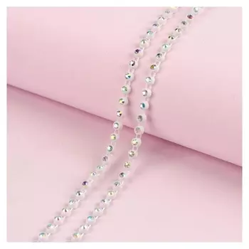 Стразы на нитях, 4 мм, 9 ± 1 м, цвет белая голография