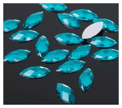 Стразы плоские эллипс, 7*15 мм, (Набор 20шт), цвет морской
