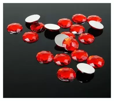 Стразы плоские круг, 12 мм, (Набор 20шт), цвет красный