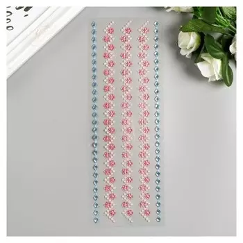 Стразы самоклеящиеся на ленте "Цветочная волна", 6-15 мм, 5 лент