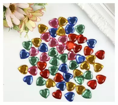 Стразы самоклеящиеся "Сердце", 14 мм, 30 г, 5 цветов