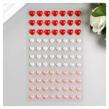 Стразы самоклеящиеся "Сердце", 8-10 мм, 85 шт.