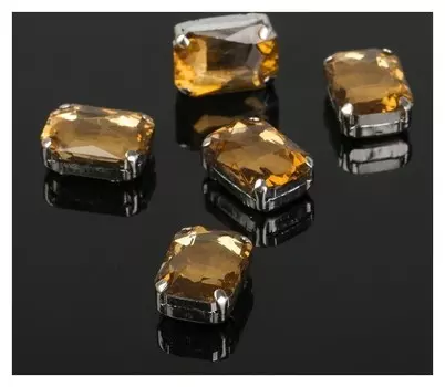 Стразы в цапах без отверстий (набор 5шт), 10*14мм, цвет коричневый в серебре