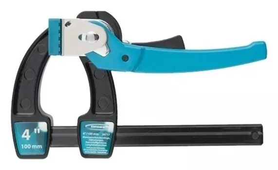 Струбцина реечная быстрозажимная 4, металлический корпус, рычажный храповой механизм, 100 мм