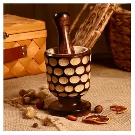 Ступка и пестик "Соцветие" дерево 10х10х13,5 см