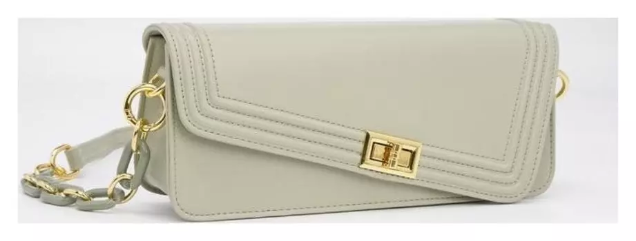 Сумка-багет, отдел на клапане, длинный ремень, цвет зелёный