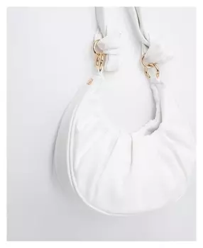 Сумка-багет, отдел на кнопке, цвет белый