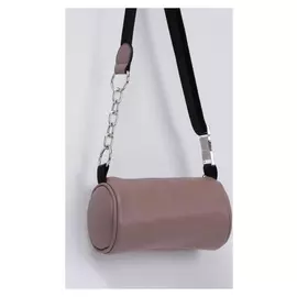 Сумка-багет, отдел на молнии, длинный ремень, цвет пудра