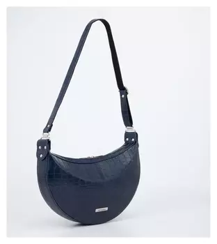 Сумка-багет, отдел на молнии, наружный карман, регулируемый ремень, цвет синий