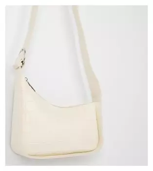 Сумка-багет, отдел на молнии, регулируемый ремень, цвет белый