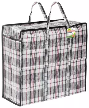 Сумка-баул хозяйственная, полипропилен, 45х40х20 см, 36 литров, черно-красная, 130 г/м2, любаша, 604696