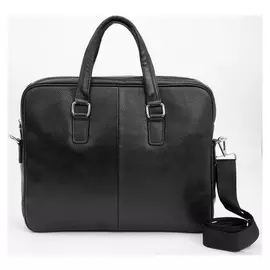 Сумка деловая, 2 отдела на молниях, длинный ремень, цвет чёрный
