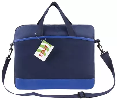 Сумка деловая для документов из ткани на молнии, 37х32х5 см, синяя, Staff