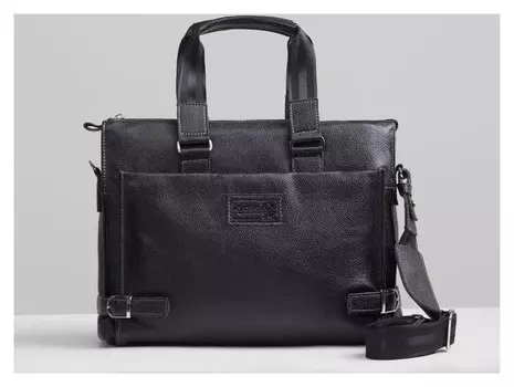 Сумка деловая из натуральной кожи с наружным карманом