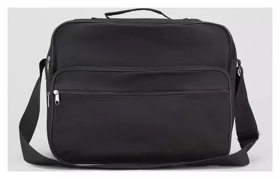 Сумка деловая мужская, 2 отдела на молниях, 2 наружных кармана, регулируемый ремень Цвет чёрный