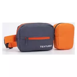 Сумка детская поясная, 2 отдела на молнии, наружный карман, длинный ремень, цвет серый/оранжевый